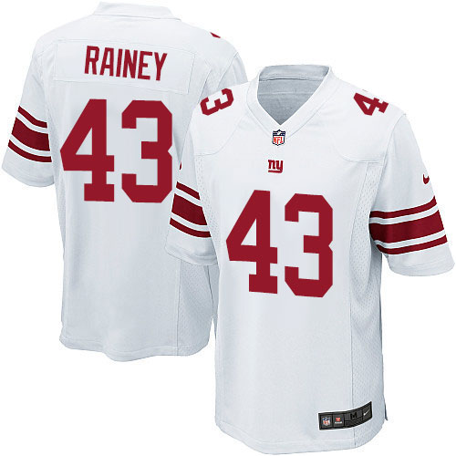 Men's Game Bobby Rainey Nike Jersey White Road - #43 NFL New York Giants